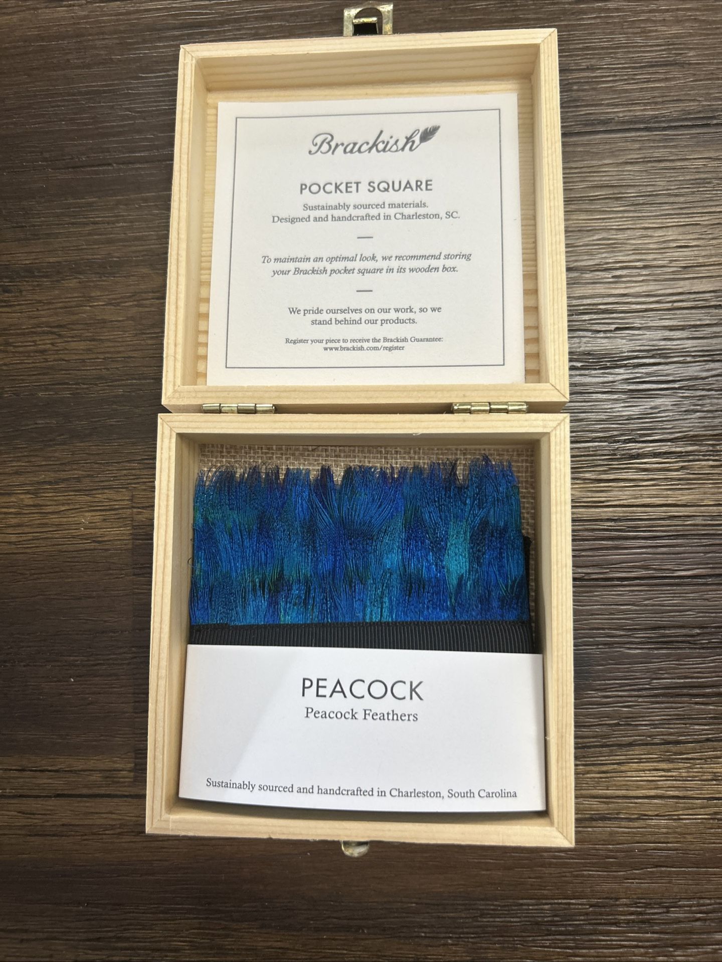 Genuine Peacock Feathered Pocket Square