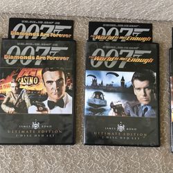 James Bond  007 dvd  Movie collection 4 Movies Diamonds are Forever, The Man with The Golden Gun, The Living Daylights and The World is not Enough