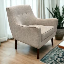 Living Spaces Kaycee Gray Beige Fabric MCM Accent Chair