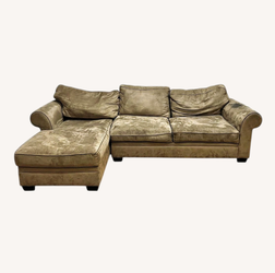 Large L-Shaped Sectional Sofa/Couch – Ultra Soft Microsuede/Velvet | Beige/Tan