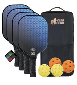 Brand new Gorilla Gear USAPA Approved Pickleball Starter Set, Fiberglass Paddles with Bag and Balls, Indoor Outdoor Court Use, Comfortable Racket Grip