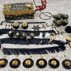 Black with Gold Accent Theme Christmas Tree Ornament Set  $20 for All 