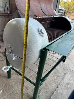Barrel Charcoal Grill with Green Steel Stand