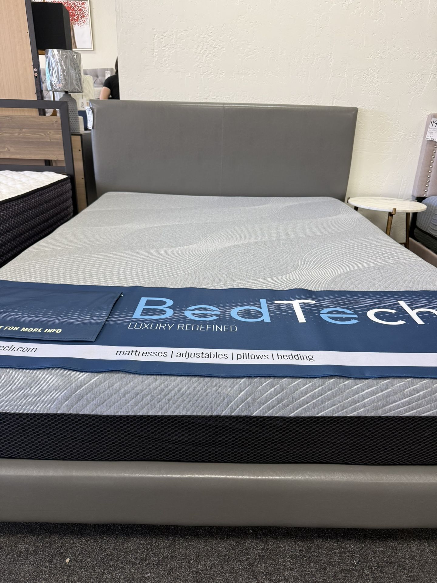 Gray Queen Size Platform Bed Frame