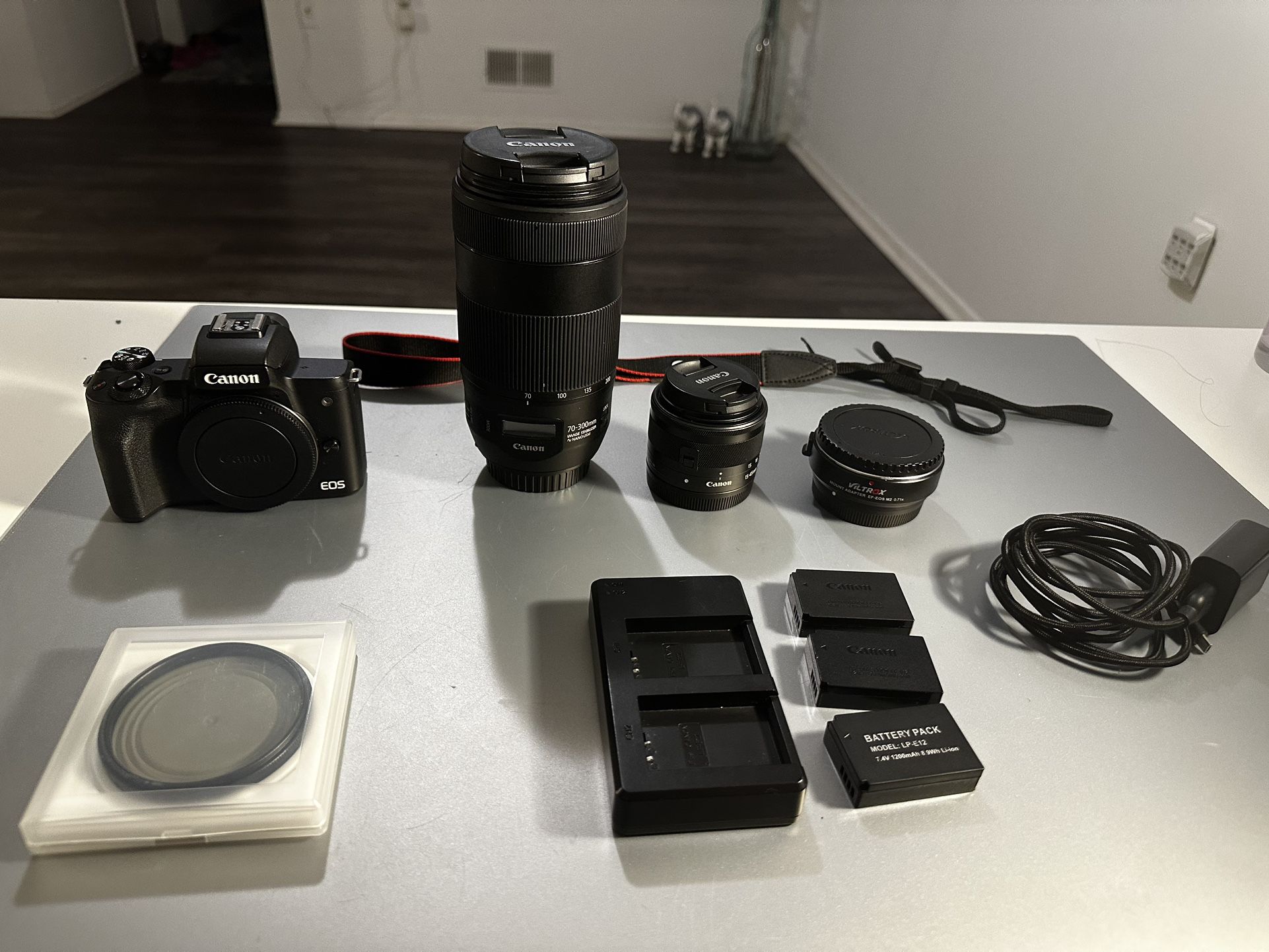 Canon M50 with 2 Lenses And Viltrox Adapter