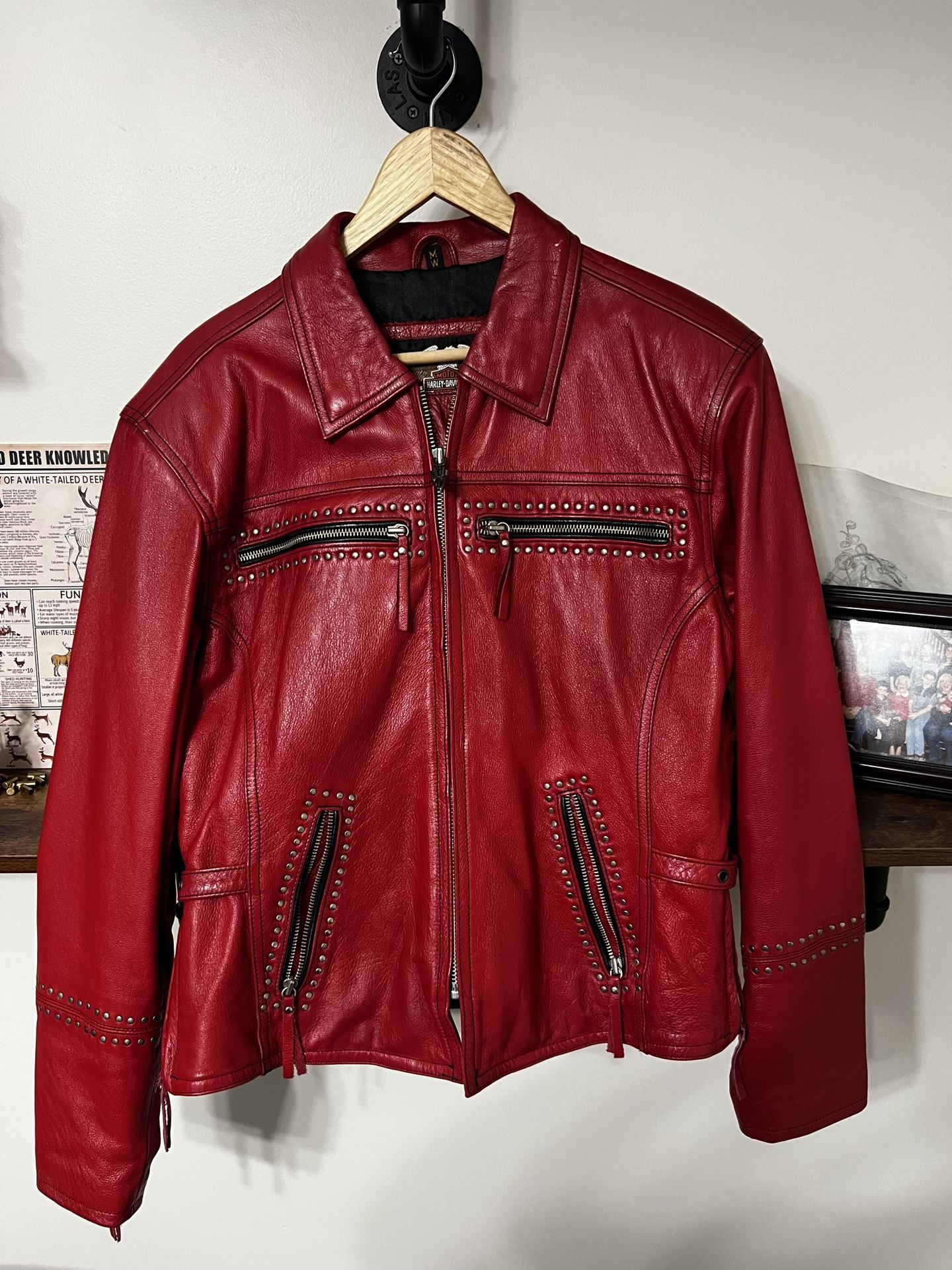 Red Vintage Harley Davidson Jacket MEDIUM