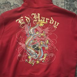 Red Ed Hardy Cropped Women’s Zip Up 