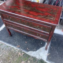 Vintage, Asian painted double drawer chest.
