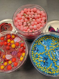 Foam beads butter slime, butterfly and rose containers