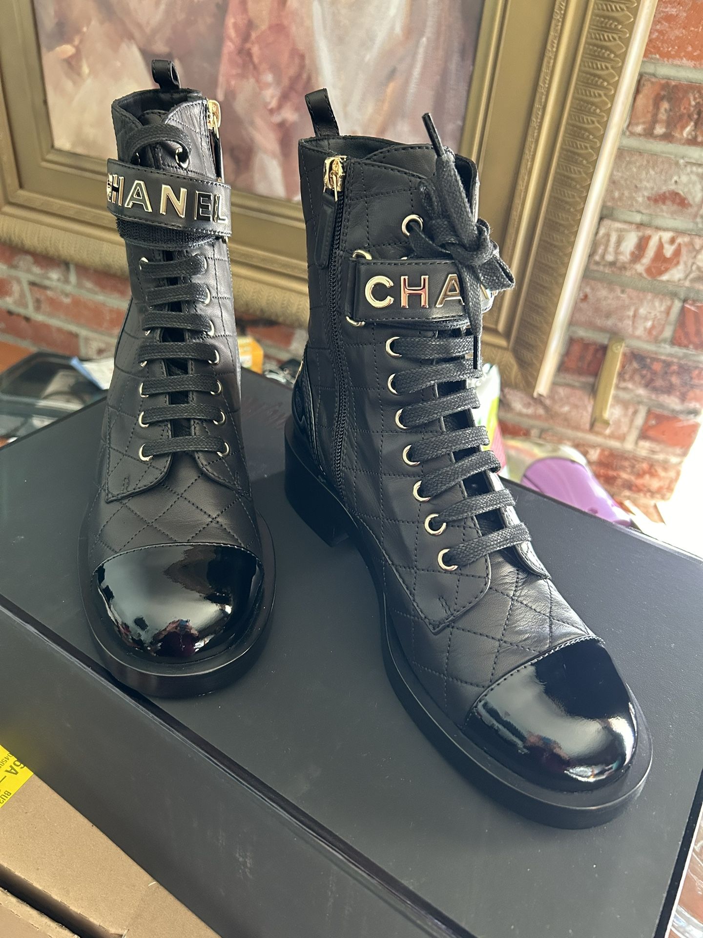 Chanel 23 Lace Up Combat Boots