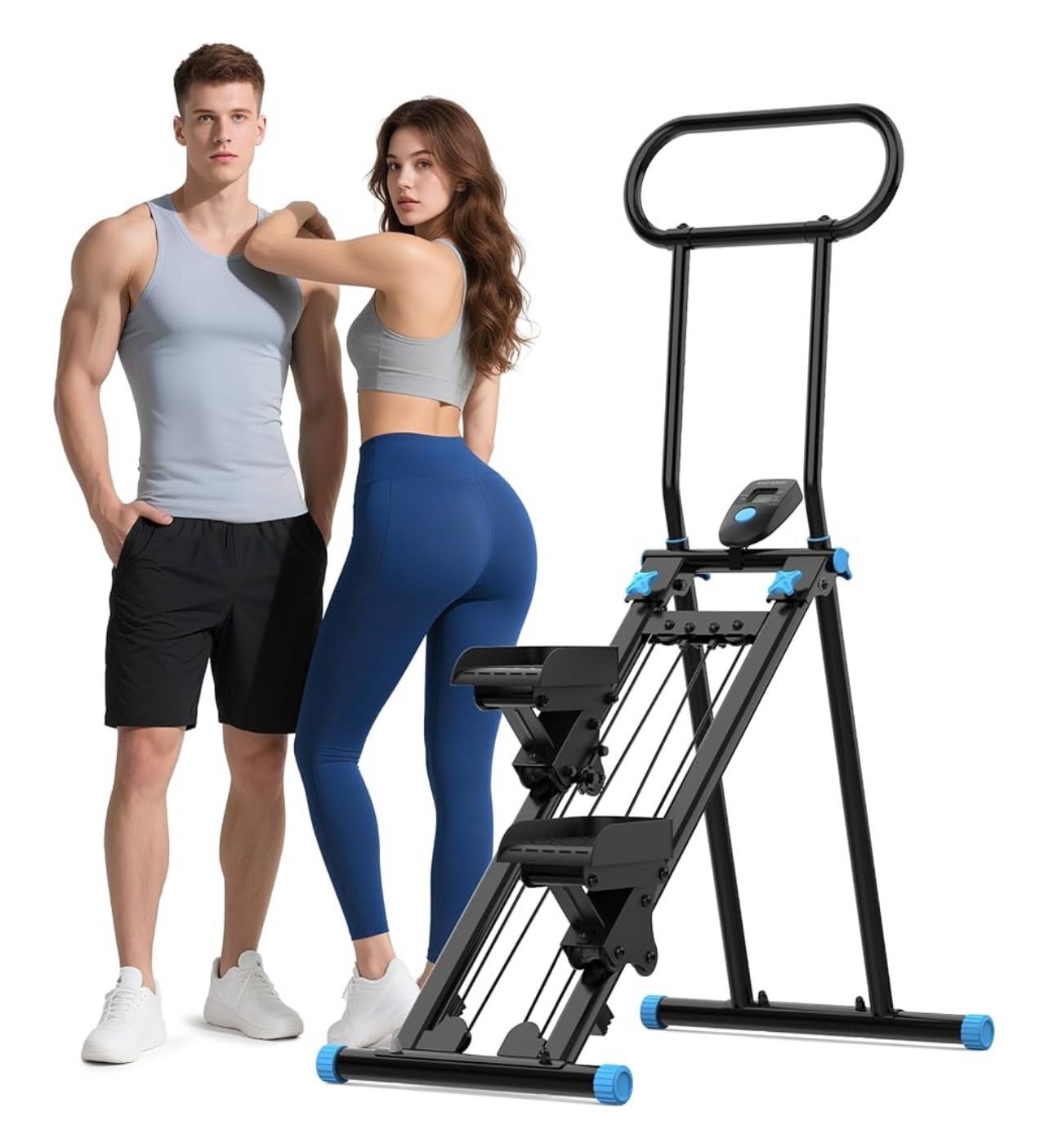 HXD-ERGO Stair Stepper for Home Gym,Folding Vertical Climber Cardio Exercise Machine,Stair Climber for Full Body Workout with Adjustable Handlebar for
