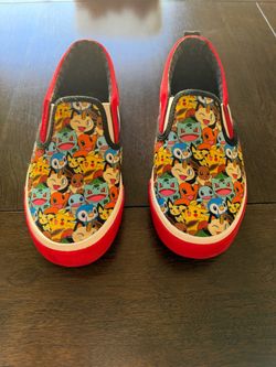 Pokemon The Original Four Types Boy's Low Top Slip On Shoes
