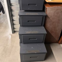 Wood Step Chest Storage Cabinet Display