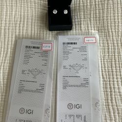 7ct Total Lab Diamond Studs /4 Prong 18ct White Gold martini style setting  / IGI Certified - E Color F Color VVS2 / Excellent  Cut 