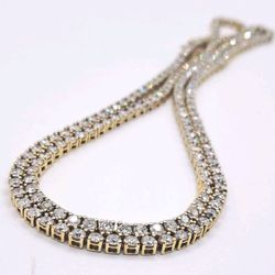 14 Kt Gold Diamond Tennis Necklace 13 Carats  Karat (Quilate) - 14 Diamantet (Peso) - 23.56g ( 15.14 dwt ) Chain (Cadena) Length / Largo - 22.5" Diamo