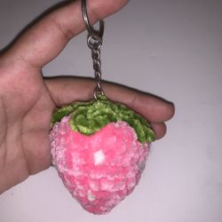Crochet Strawberry Keychain 