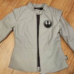 Star Wars Disney Store Rey Rebel Jacket Grey Faux Leather Kids 5/6