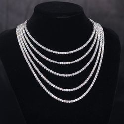 24 Inch 2mm 925 Silver Moissanite Tennis Chain