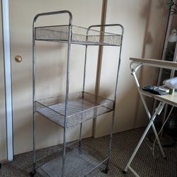 Wheeled Wire Rack Basket Storage Shelves Outdoor Shed Garden Plants Tool Garage Bin Cart 
