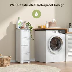 Gizoon 33-inch bathroom storage cabinet, freestanding with drawers, floor organizer, for hallway, living room and bathroom, white color$50