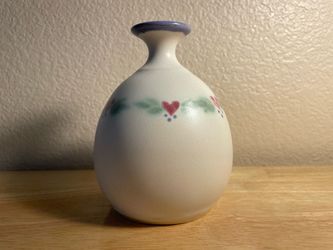 Vintage Clouds Folsom Studio Signed Heart Foliage Cottage Core California Pottery Vase