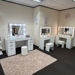 White Glass top Vanity