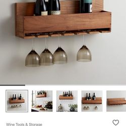 Crate and Barrel - Wooden Wine + Stem Rack — never used 