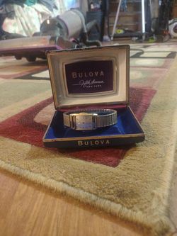 Antique Bulova Fifth Avenue Watch And Blue Box