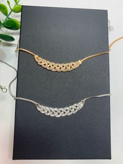 2 Sets Romantic Choker Chain Necklace Accessory, Gold and Silver Color