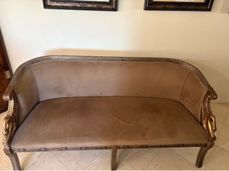 Vintage French Louis XVI Style Giltwood Swan Settee 66”