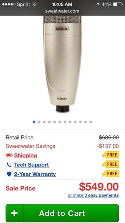 SHURE ksm32 studio microphone