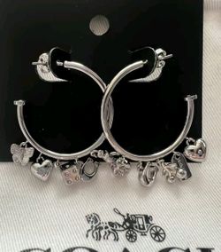 Coach Tea Rose Rexy Earrings Hoops 