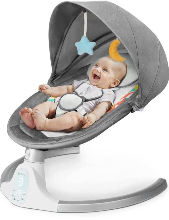 Bioby Electric Baby Swing Chair, Infant Swing with Remote Control, Built-in Bluetooth