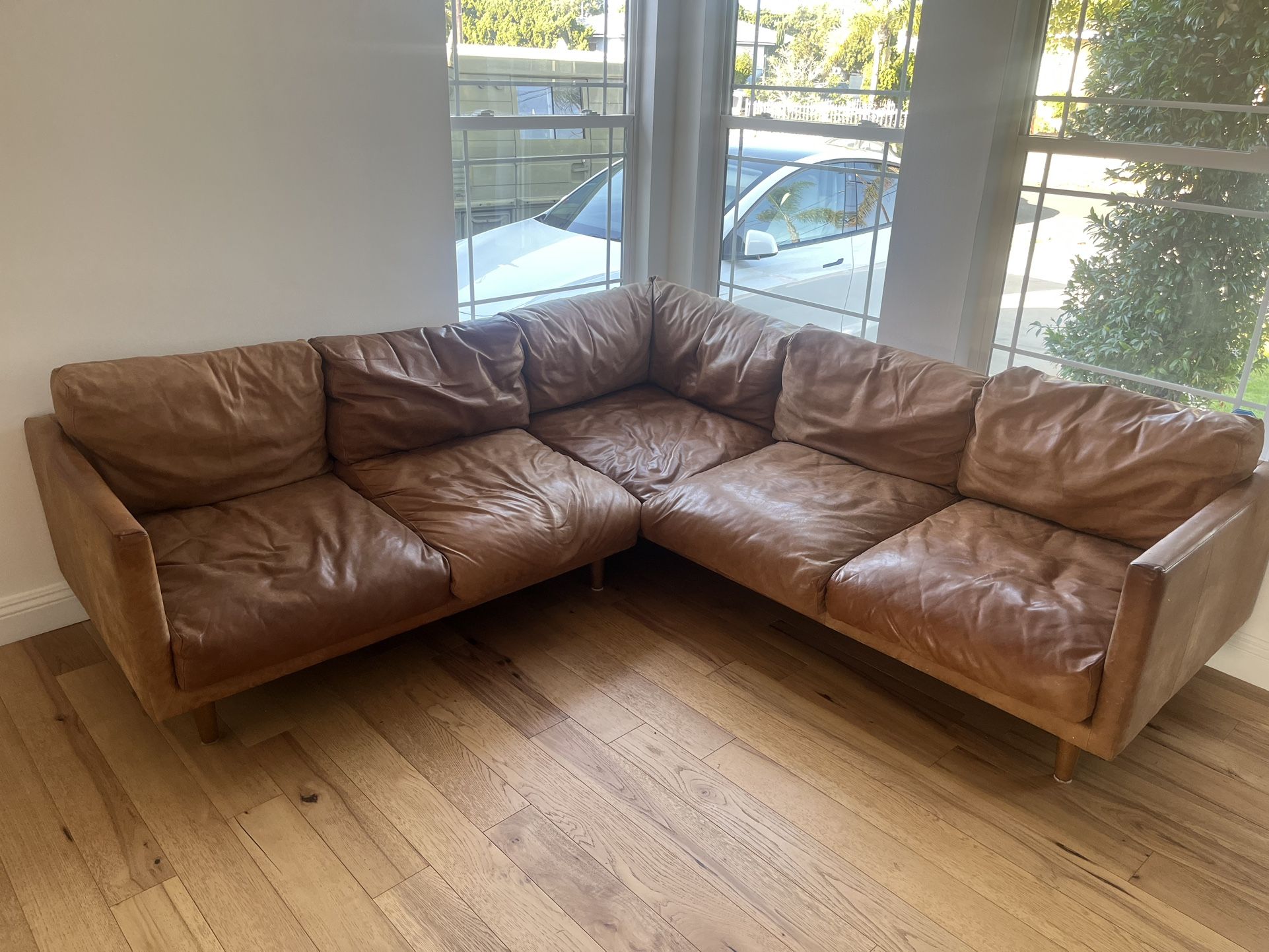 Sectional Leather Couch, Article Nirvana Dakota Tan Corner Sectional