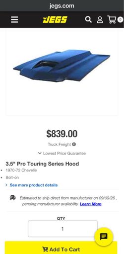 3.5" Pro Touring Series Hood 1970-72 Chevelle