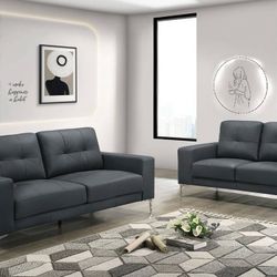 Top Grain Leather 2 Pc Sofa And Loveseat Set 