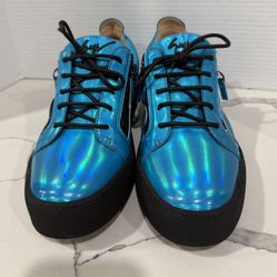 Giuseppe Zanotti Metallic Blue Sneakers – Size 44 – New