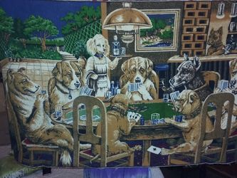 Dogs playing poker tapestry