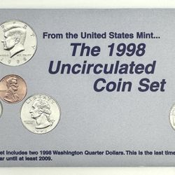 1998 United States Mint Uncirculated Coin Set With Ogp And Coa 