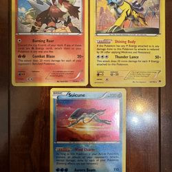 Pokemon Entei 14/98, Raikou 55/162, Suicune 30/122 Holo Lot of 3 MP/LP 💫