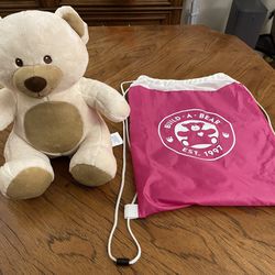 Super Cute Like New Cream and Brown Colored Build a Bear Teddy Bear with Backpack