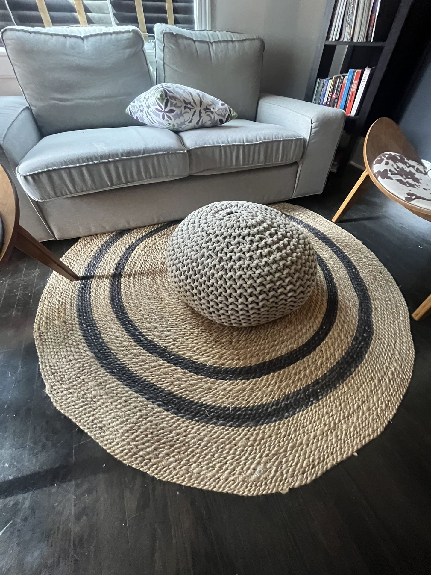 Area Rug + Pouf Ottoman