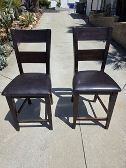Dark Wood Counter Height Chairs – Set of 2