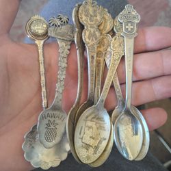 Vintage Souvenir Spoon Collection - 8 Pieces (Includes Rolex/Bucherer)