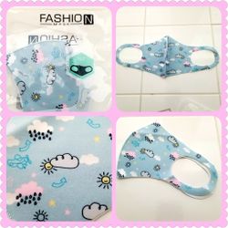 Face Mask Rain & Clouds Design print