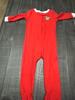 Grinch Christmas Baby Footed Pajama Onesie Size 12mths