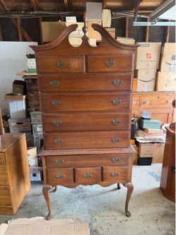 Antique Solid Wood Highboy Dresser