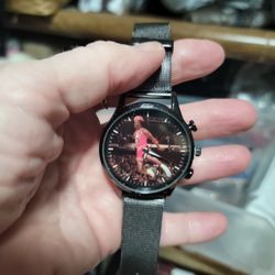 Michael Jordon Stainless Steel Quartz Watch With Black Nylon Band 