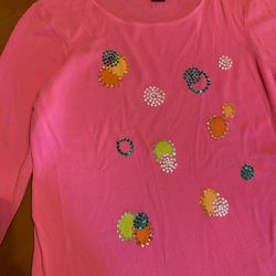 LIKE NEW NY Collection Pink w/ Sequin Embellishments Women's Top size XL