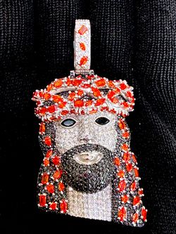 Iced Out Jesus Face Pendant925 Silver Moissanite